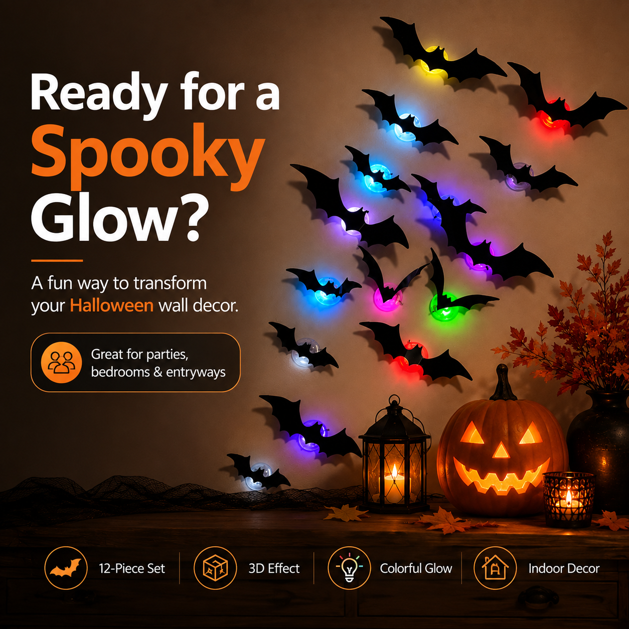 Ready for a spooky glow Halloween bat wall decoration