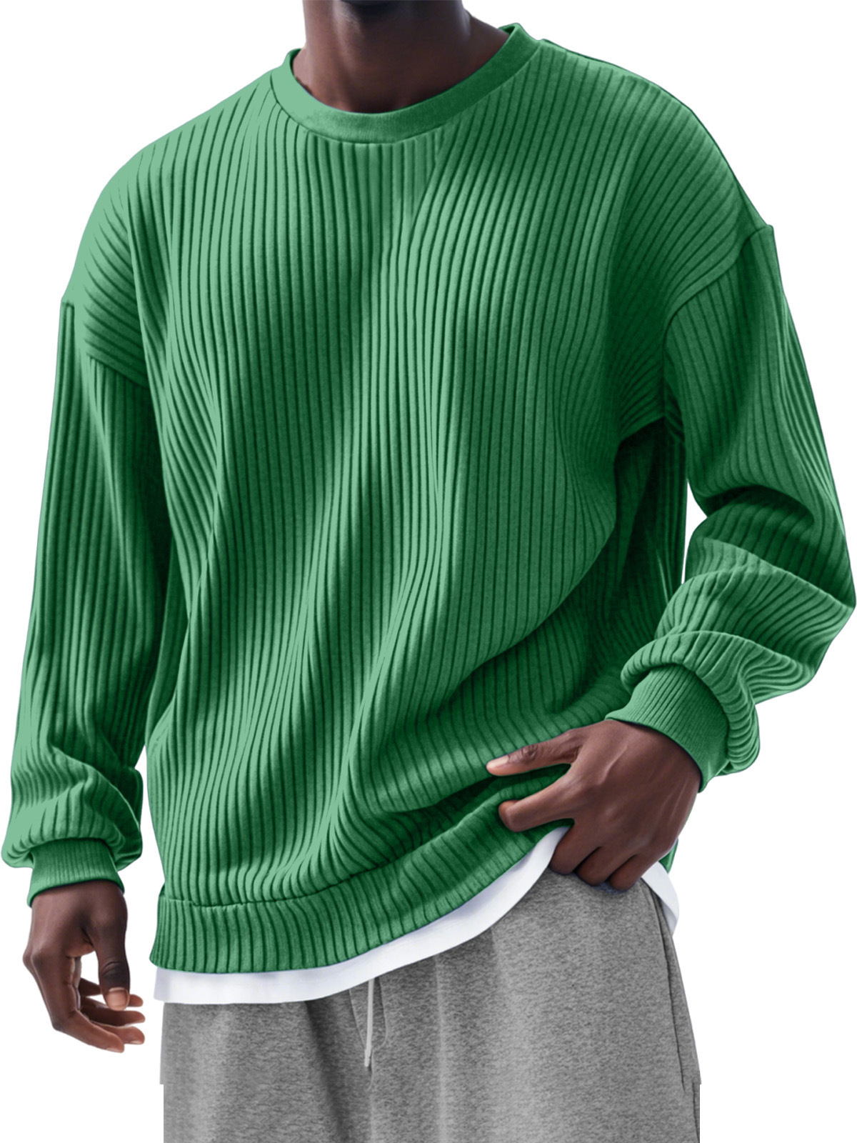 Men's casual loose long-sleeved crew neck sweatshirt