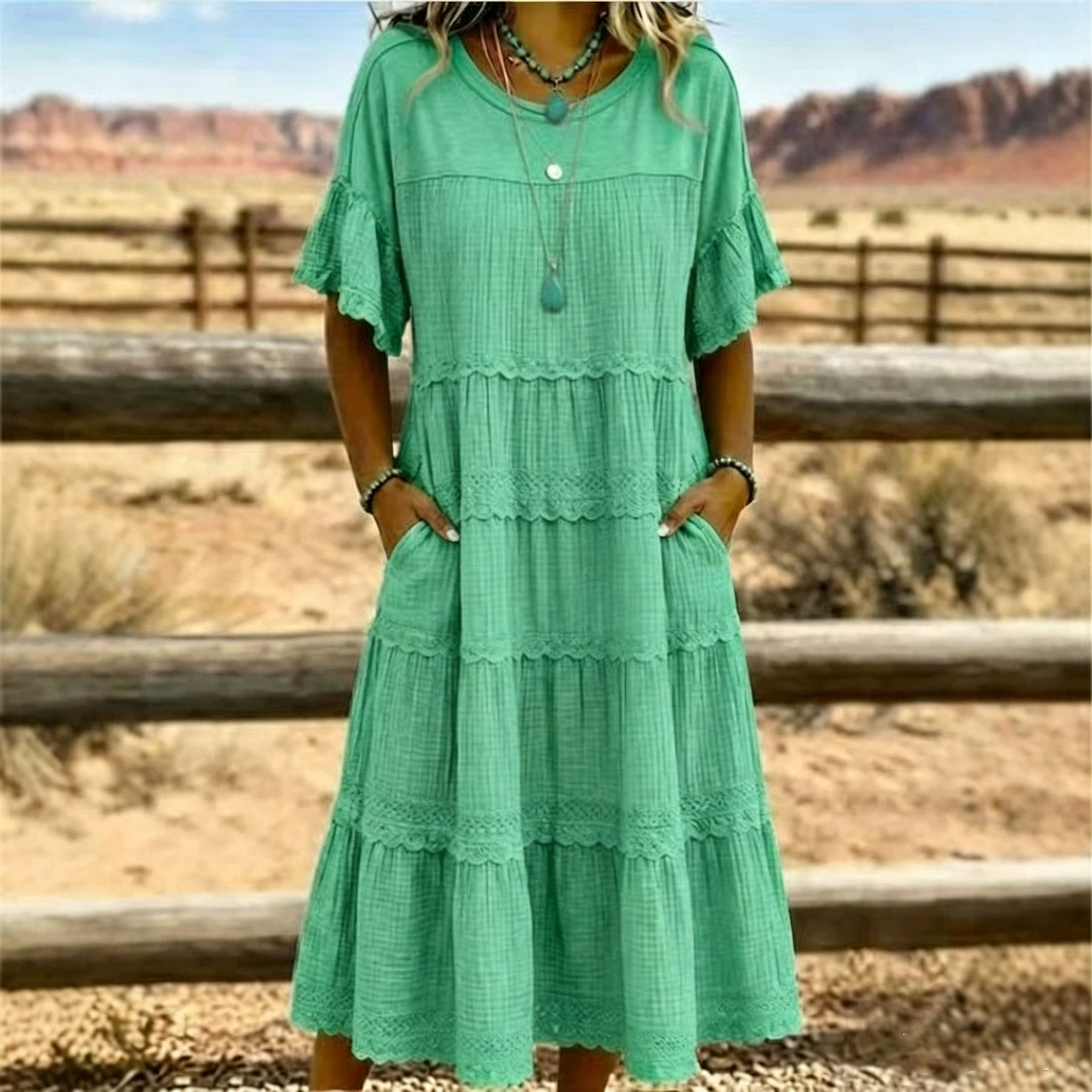 Vintage Art Patchwork Cotton And Linen Long Dress