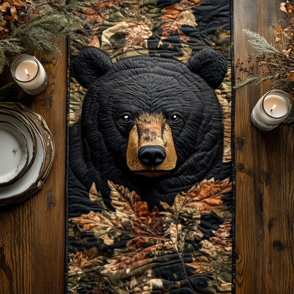 Black Bear Quilted Table Runner NCU0VT140
