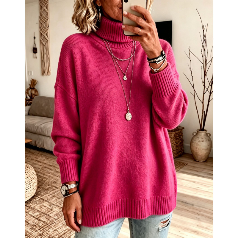 Casual Soft Turtleneck Sweater Top