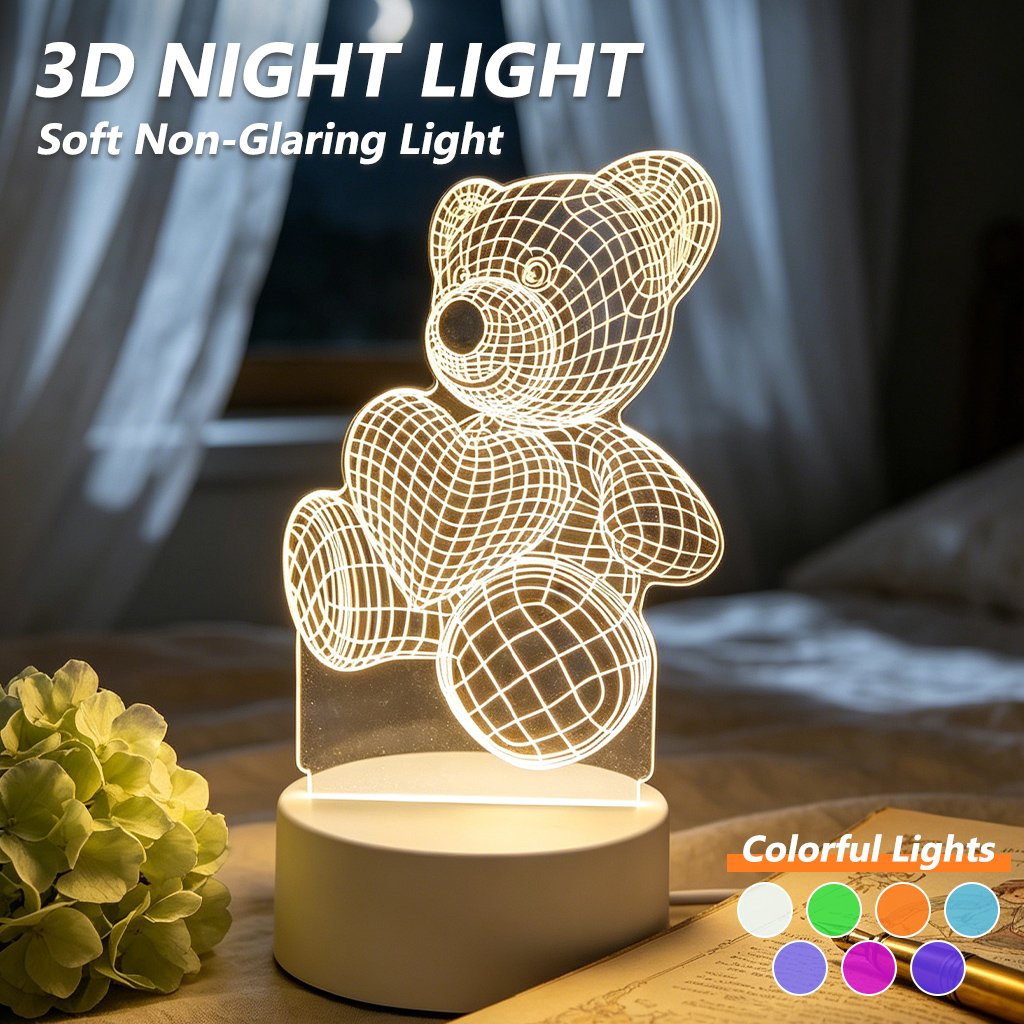 ✨ 3D Illusion Night Light — Creative LED Mood Lamp with Multi-Color Lighting
