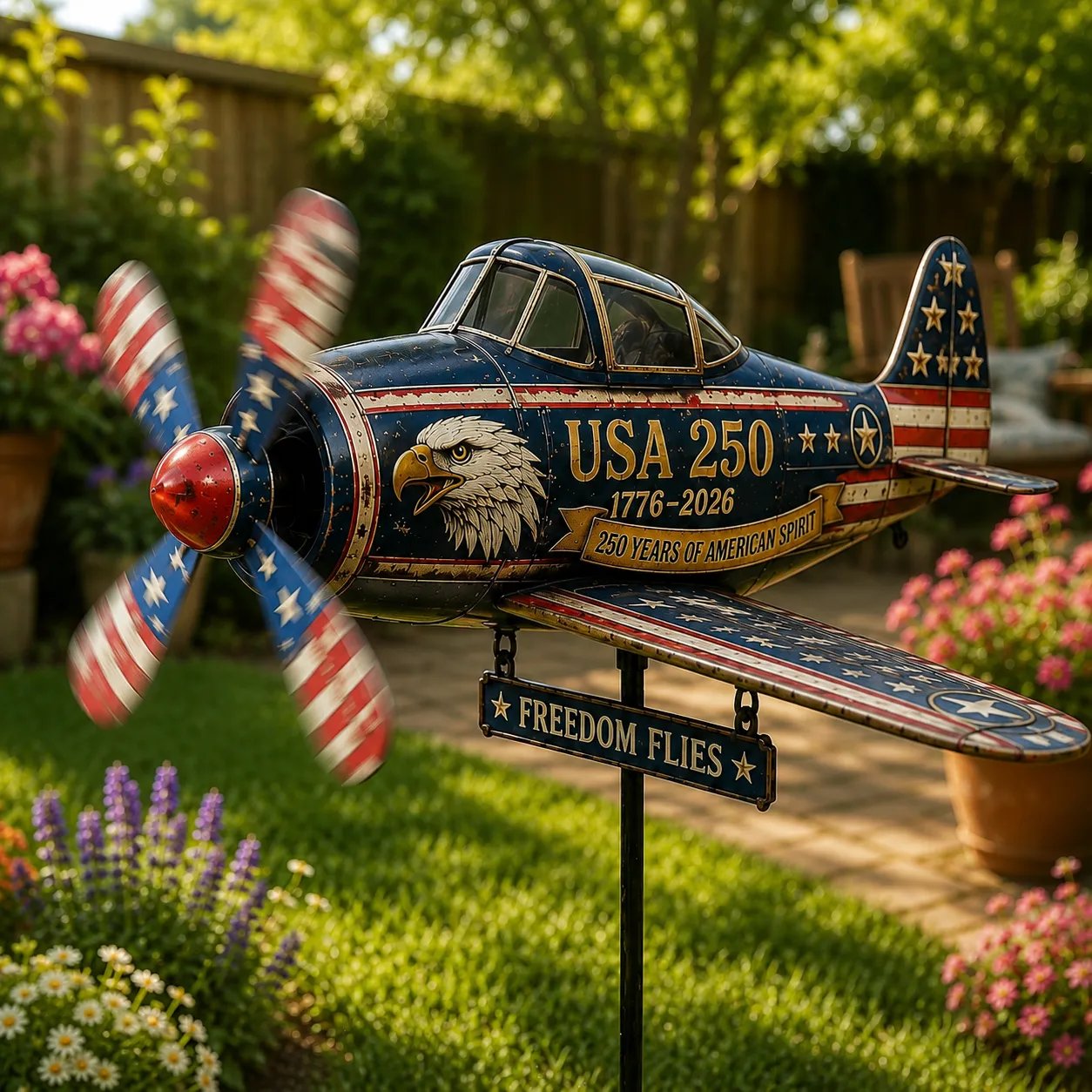 USA 250 Vintage Plane Wind Spinner