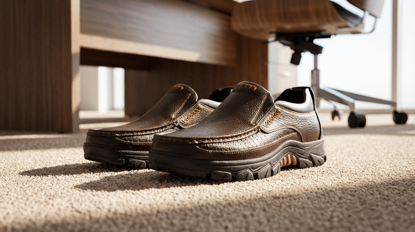 Indoor business leather shoe display