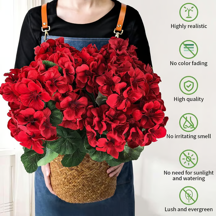 🌸 LAST DAY 70%OFF🌸 Bundles Artificial Geranium Flowers For Outdoors Geranium Flowers Outdoor Artificial Flowers UV Resistant Garden Plants Faux Flowers For Home Kitchen Table Centerpieces Patio Decor