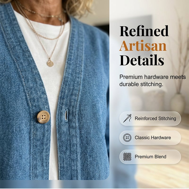 🧥 50% OFF NOW! ✨ Women's Classic Button Front Denim Jacket – V-Neck, Breathable Fabric & Relaxed Fit 💙