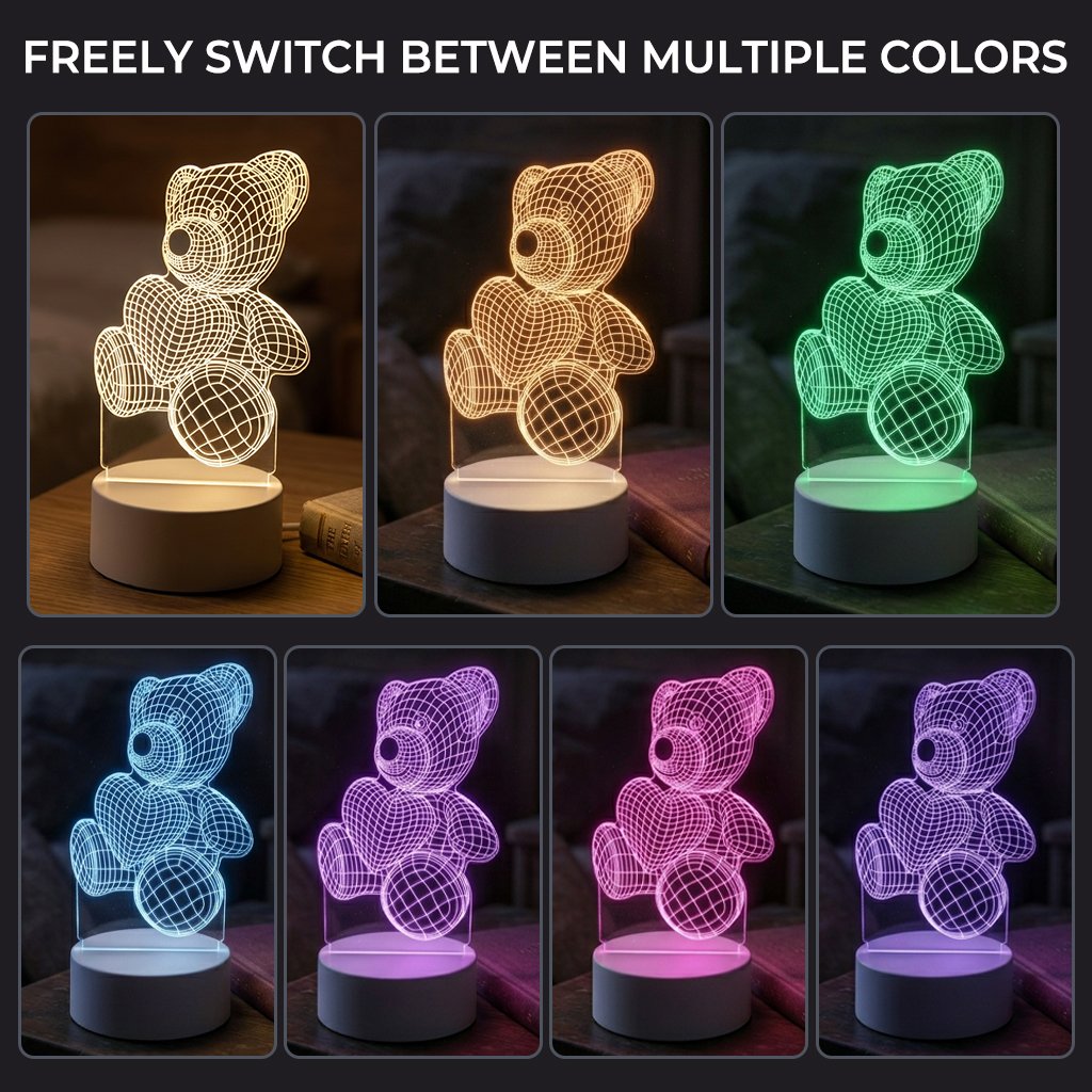 ✨ 3D Illusion Night Light — Creative LED Mood Lamp with Multi-Color Lighting