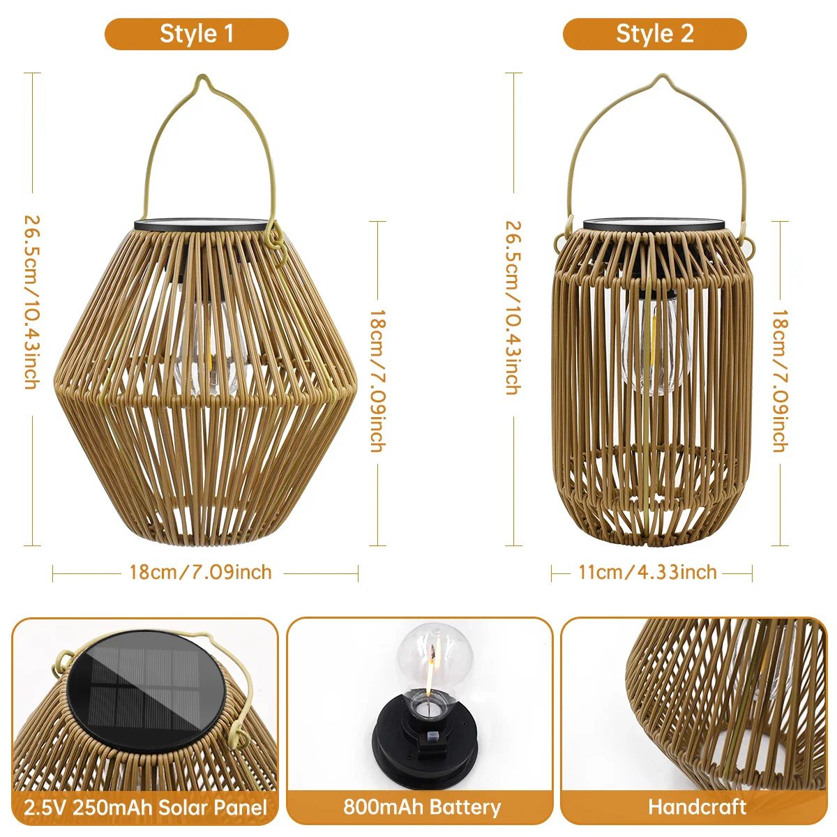 ✨ Solar Woven Boho Lanterns ✨ | Warm Natural Light, Waterproof, Auto Dusk-to-Dawn