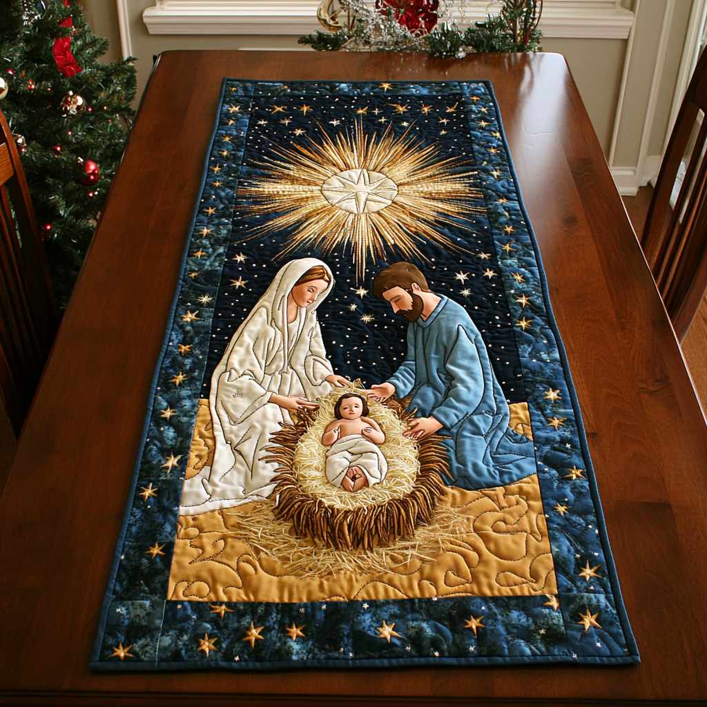 Nativity Quilted Table Runner NCU0VT314