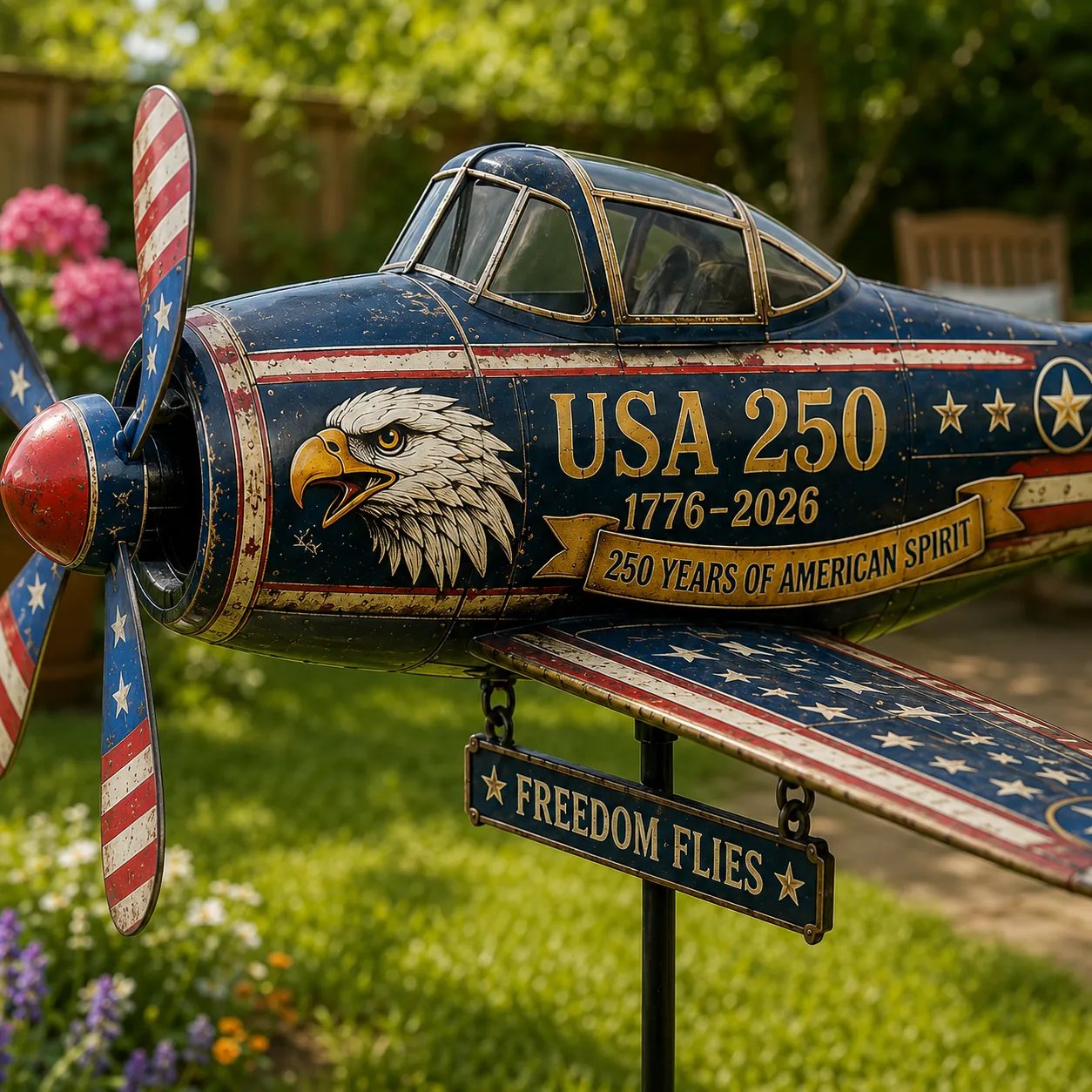USA 250 Vintage Plane Wind Spinner