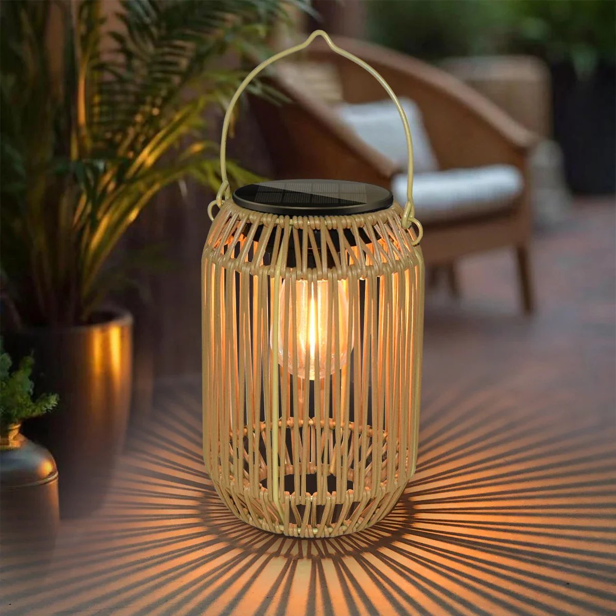 ✨ Solar Woven Boho Lanterns ✨ | Warm Natural Light, Waterproof, Auto Dusk-to-Dawn