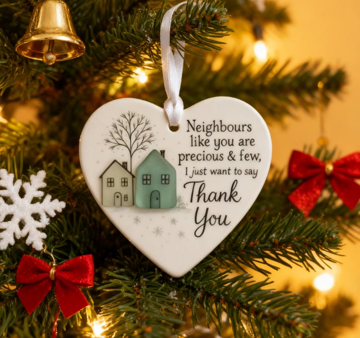 🏠💝"Thank You Neighbours" Heart - Shaped Ornament 🔥