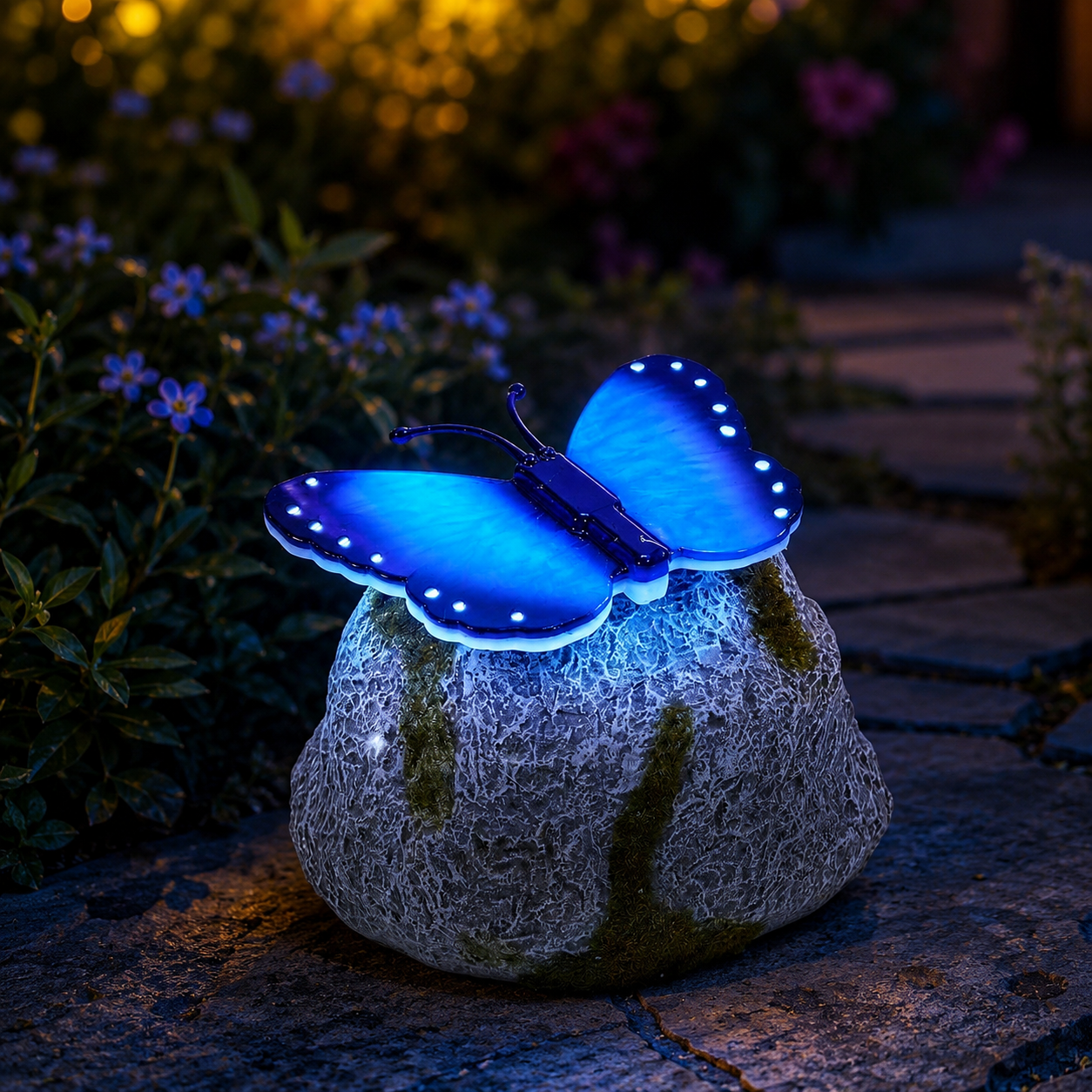 Illuminated Butterfly Stone Garden Light