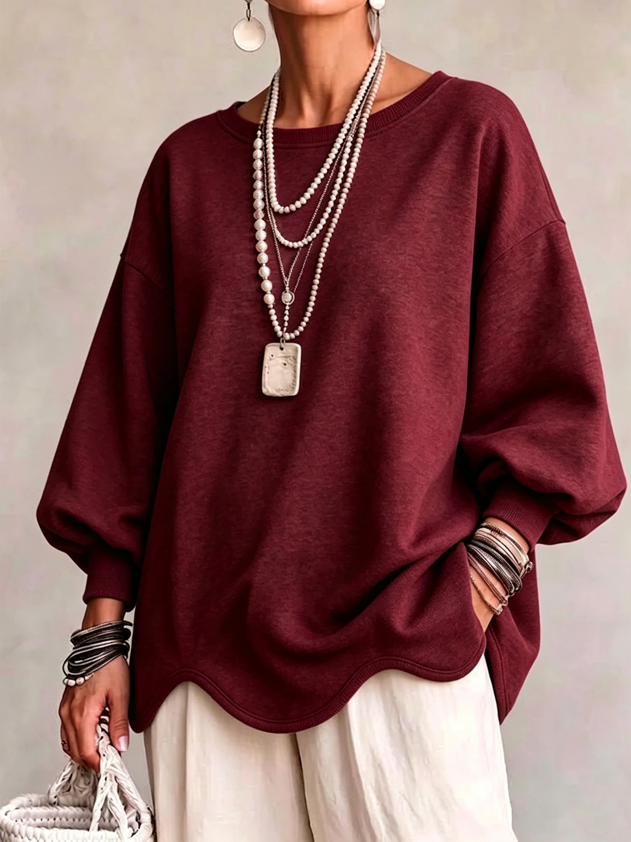 Oversized Sweatshirt With A Wavy Hem
