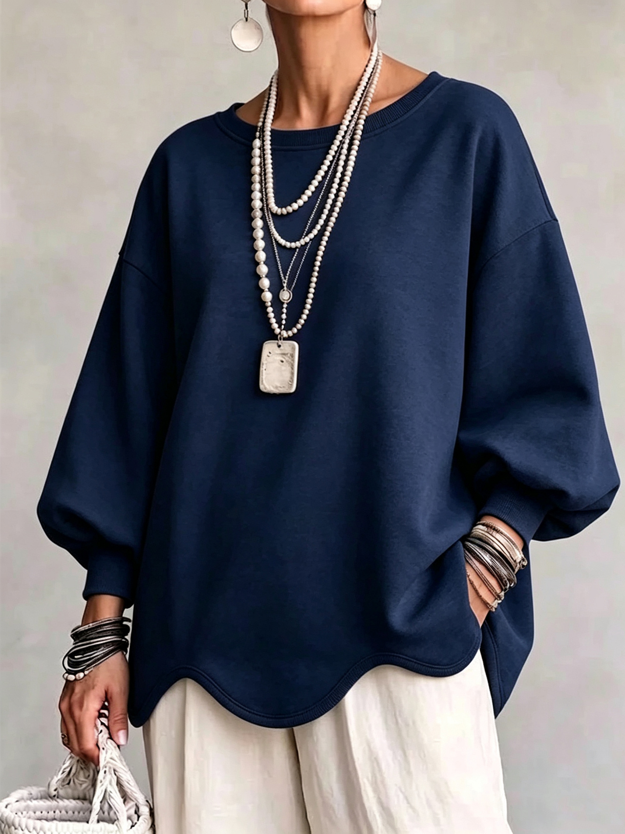 Oversized Sweatshirt With A Wavy Hem