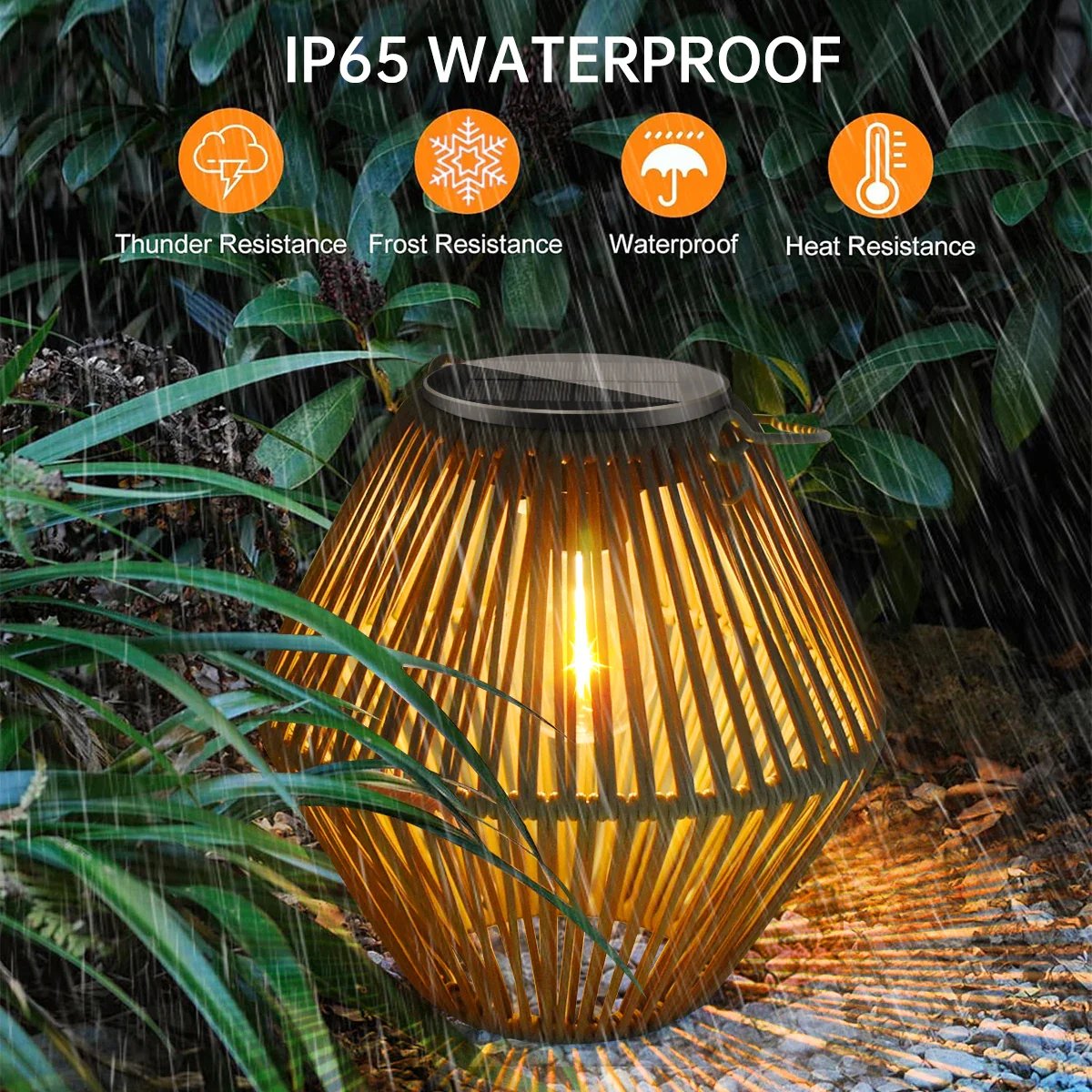 ✨ Solar Woven Boho Lanterns ✨ | Warm Natural Light, Waterproof, Auto Dusk-to-Dawn