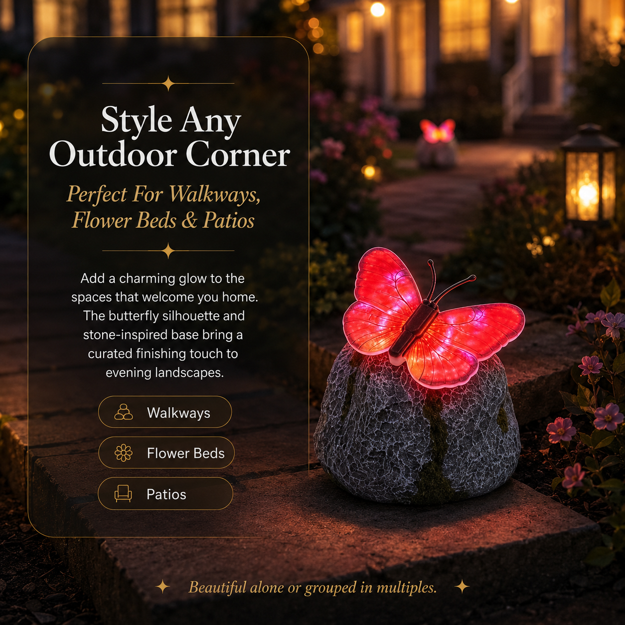 Illuminated Butterfly Stone Garden Light