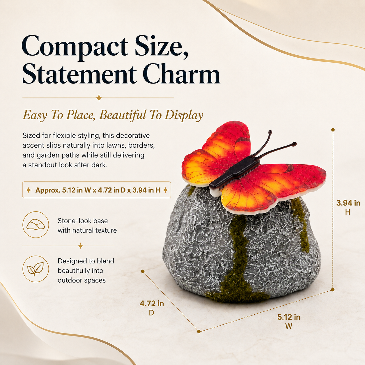 Illuminated Butterfly Stone Garden Light
