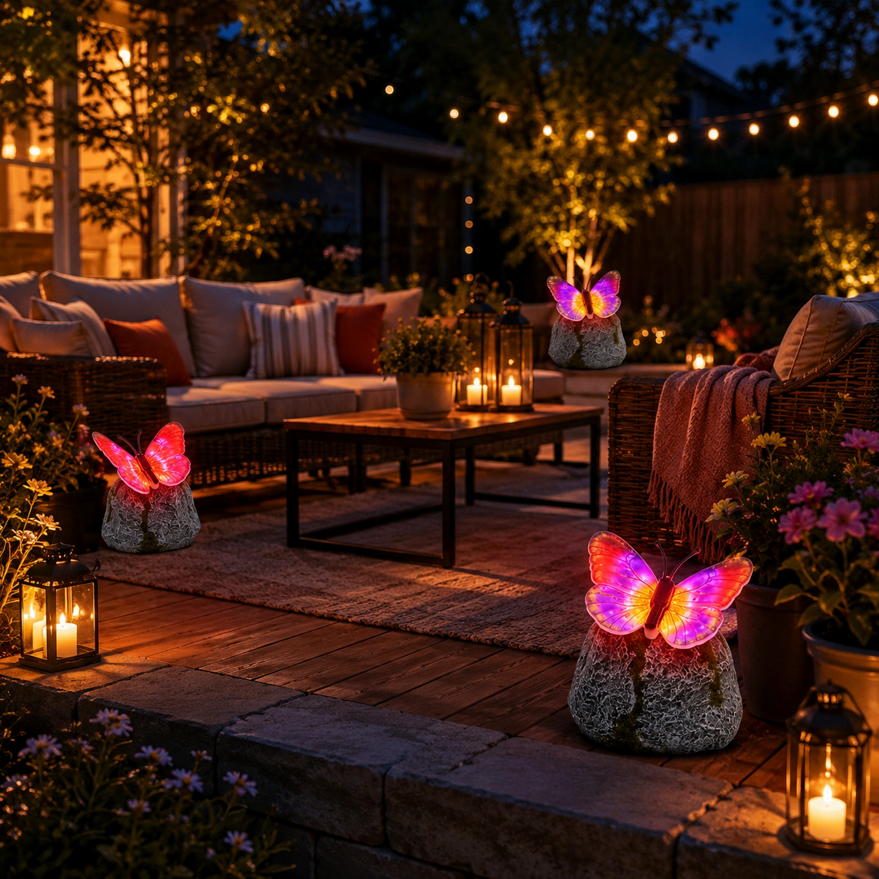 Illuminated Butterfly Stone Garden Light