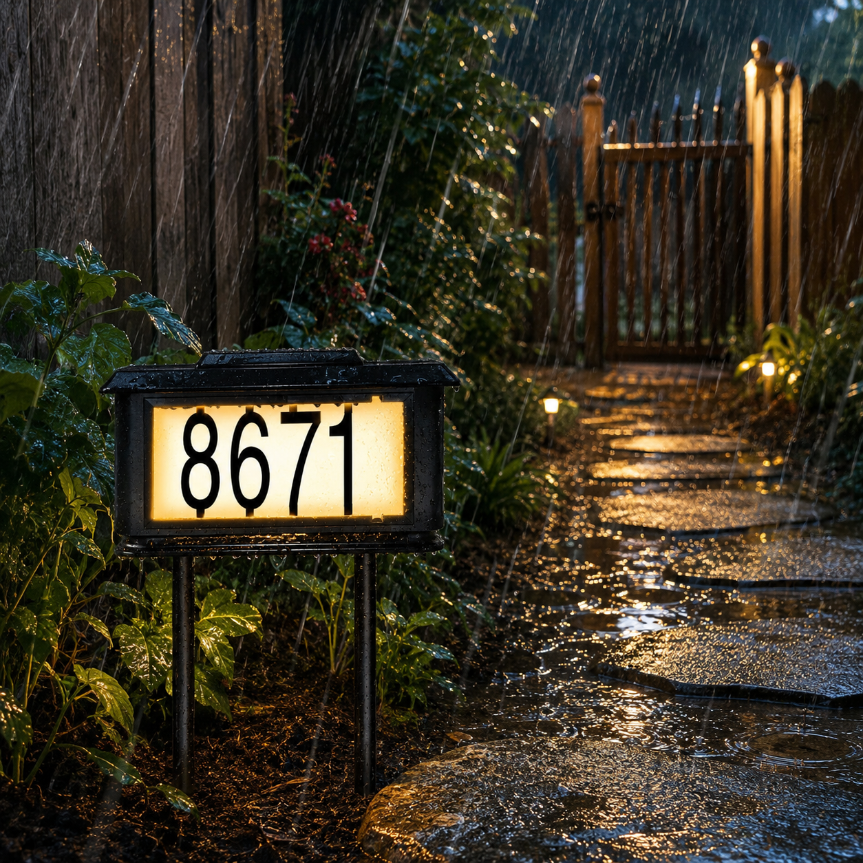 Solar LED House Number Stake Light – Waterproof Outdoor Address Sign for Lawn & Garden