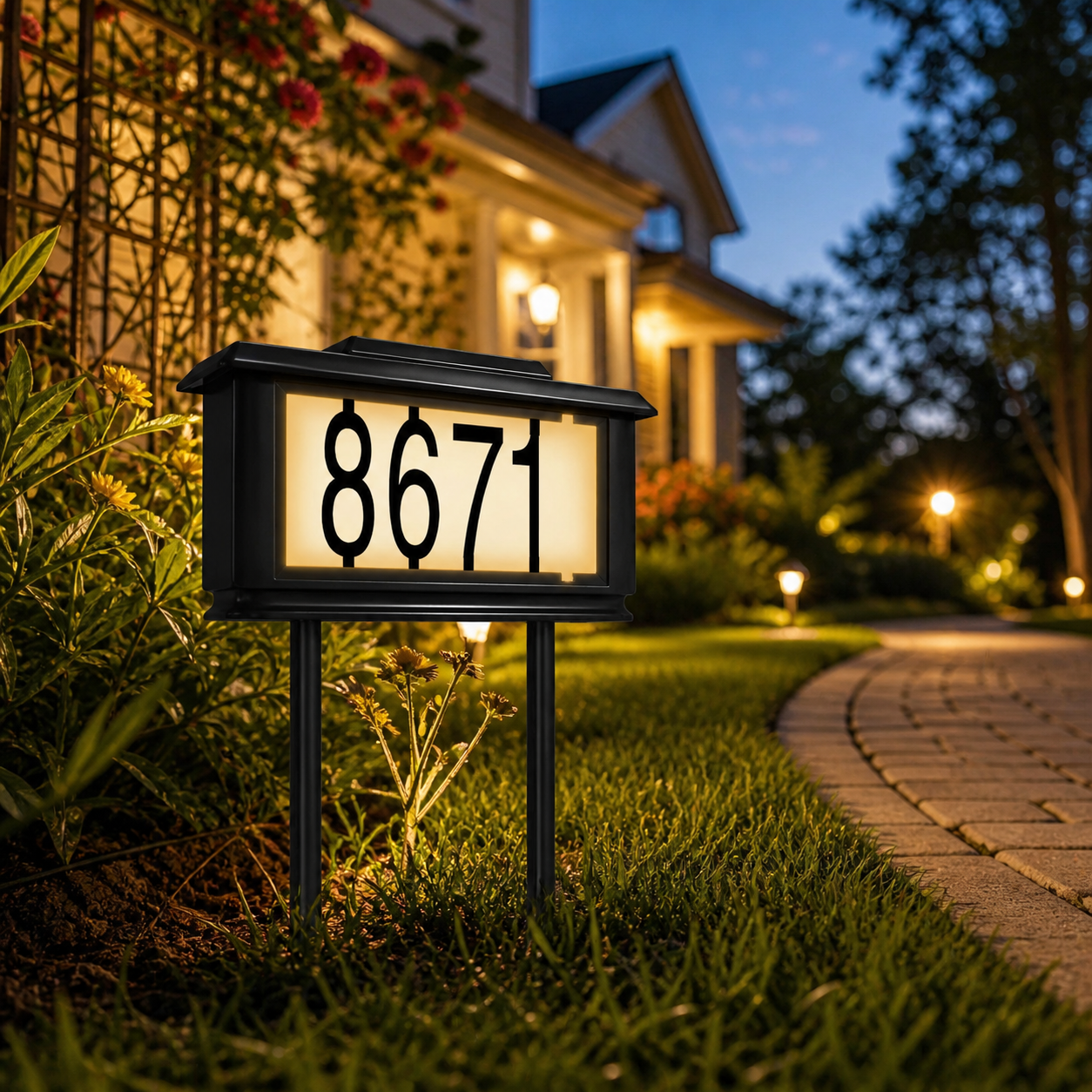 Solar LED House Number Stake Light – Waterproof Outdoor Address Sign for Lawn & Garden