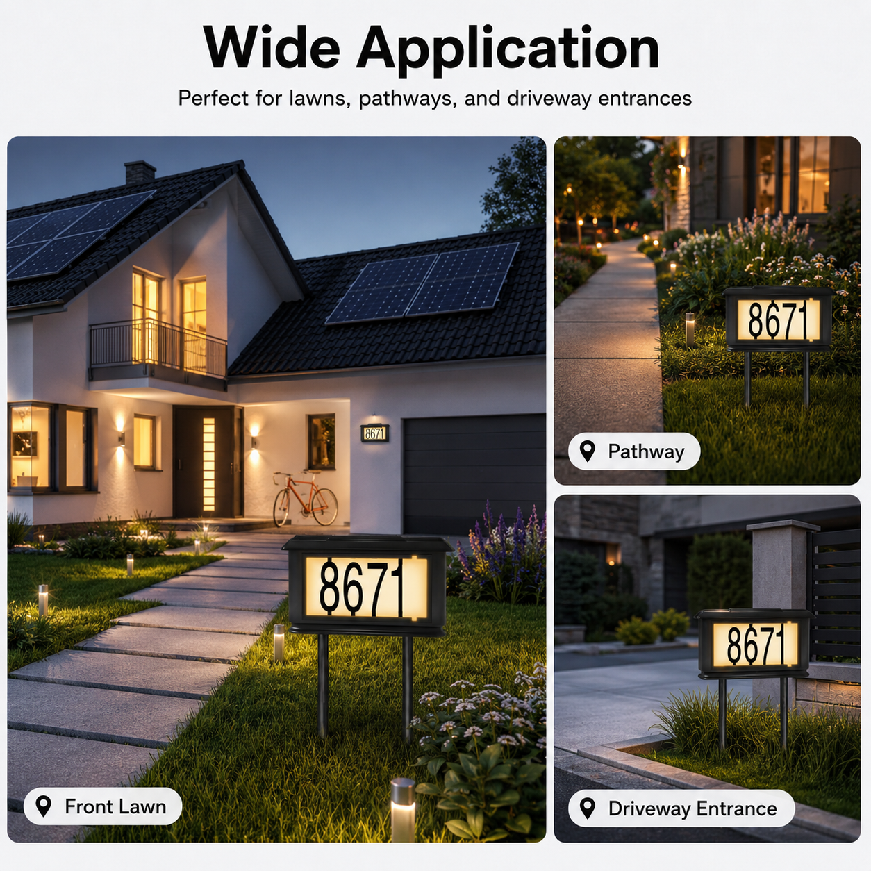 Solar LED House Number Stake Light – Waterproof Outdoor Address Sign for Lawn & Garden