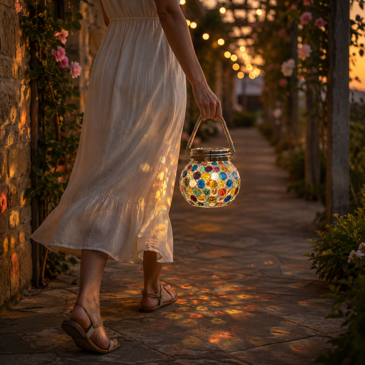 Premium Jewel-Like Solar Glass Lantern – Illuminate Patios & Gardens in Style