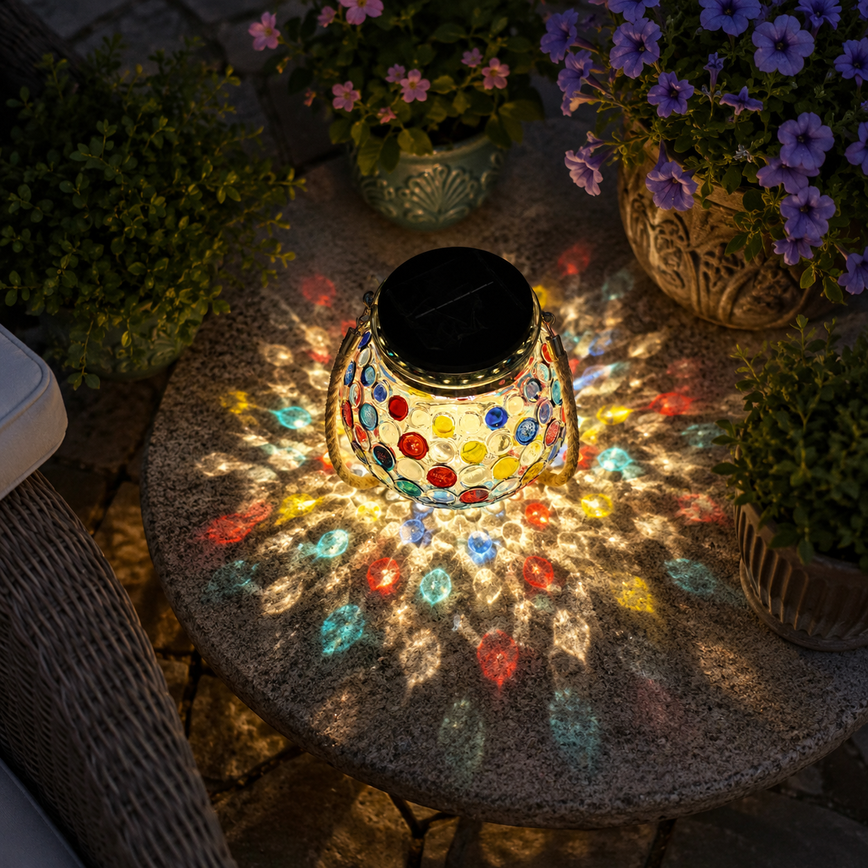 Premium Jewel-Like Solar Glass Lantern – Illuminate Patios & Gardens in Style