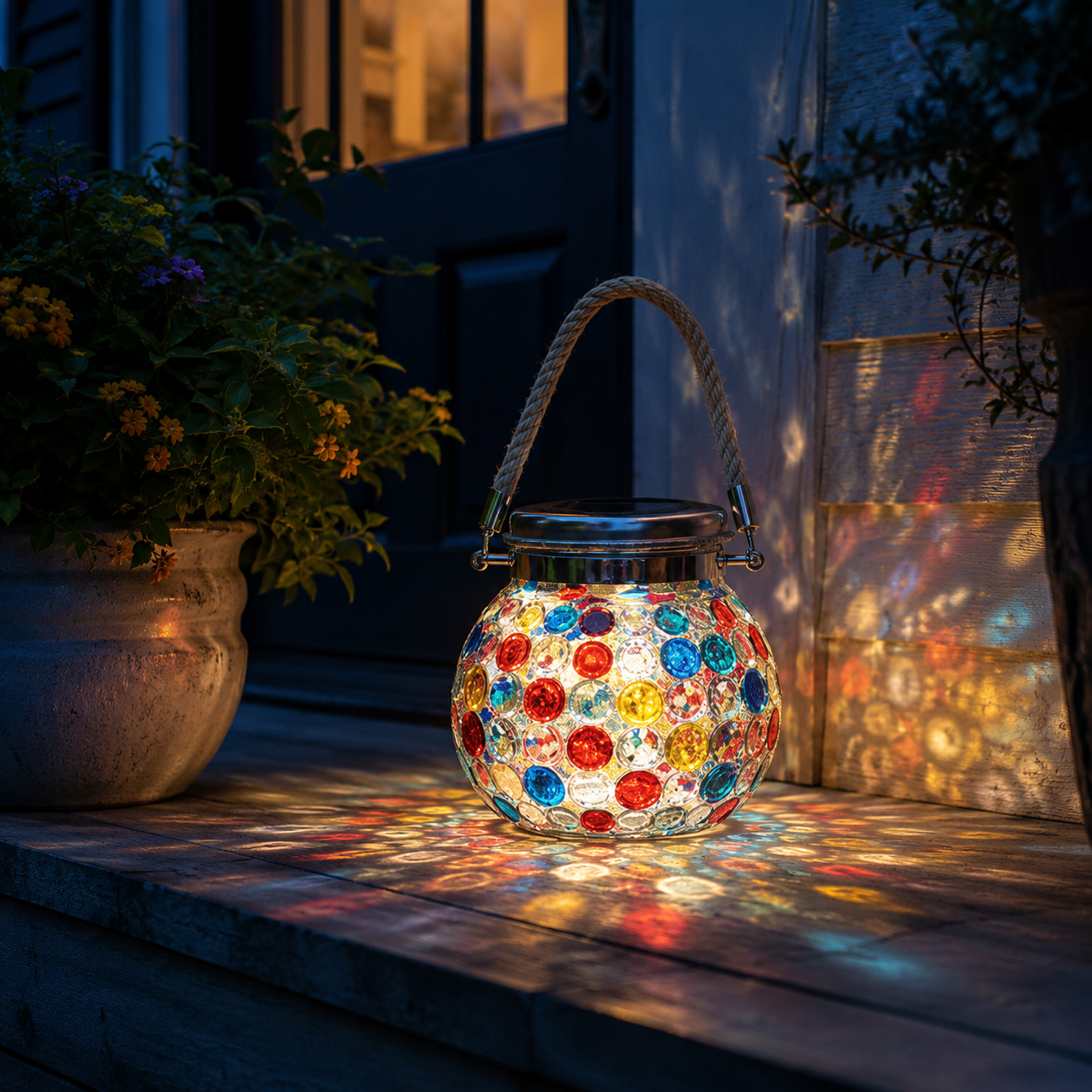 Premium Jewel-Like Solar Glass Lantern – Illuminate Patios & Gardens in Style