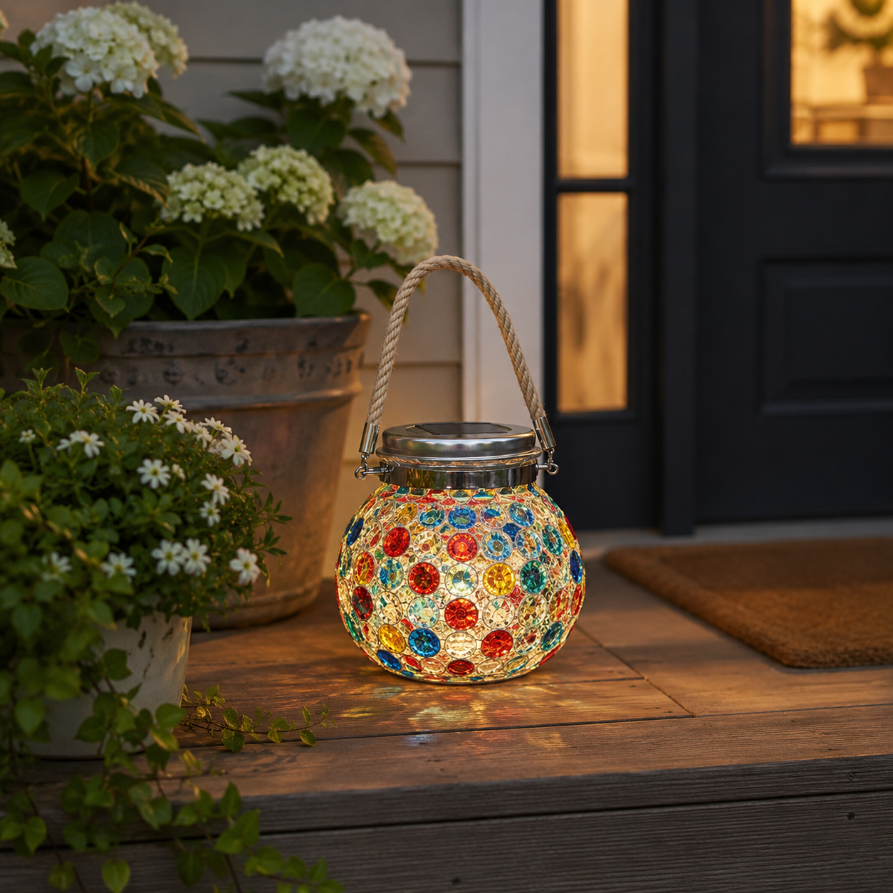 Premium Jewel-Like Solar Glass Lantern – Illuminate Patios & Gardens in Style