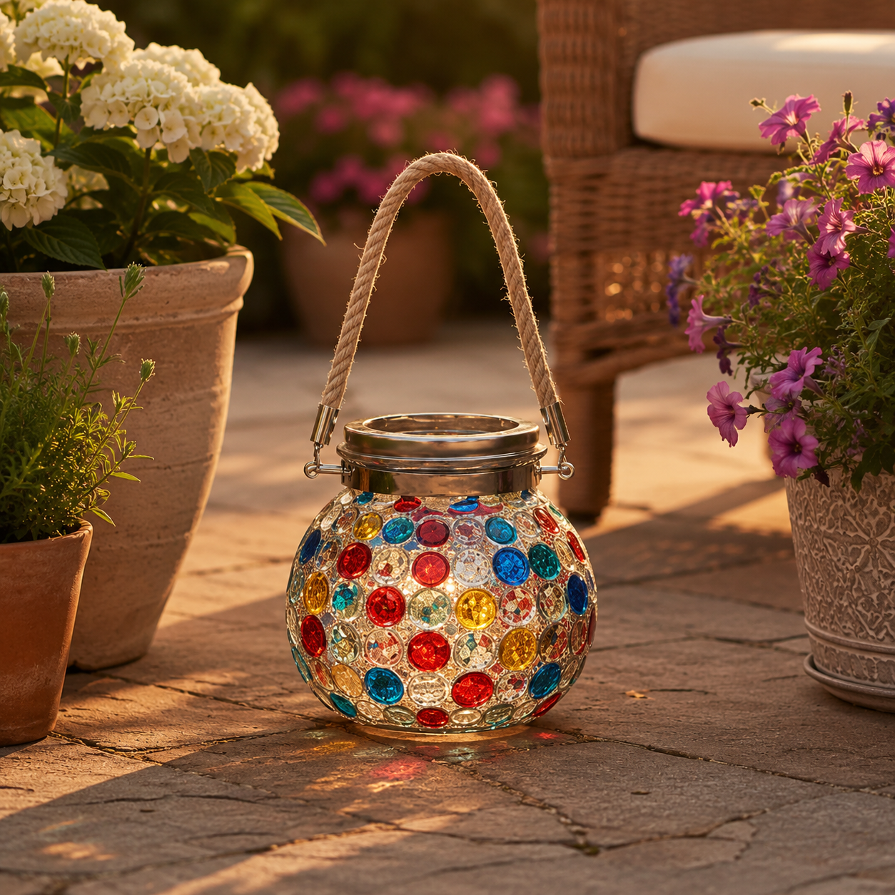 Premium Jewel-Like Solar Glass Lantern – Illuminate Patios & Gardens in Style