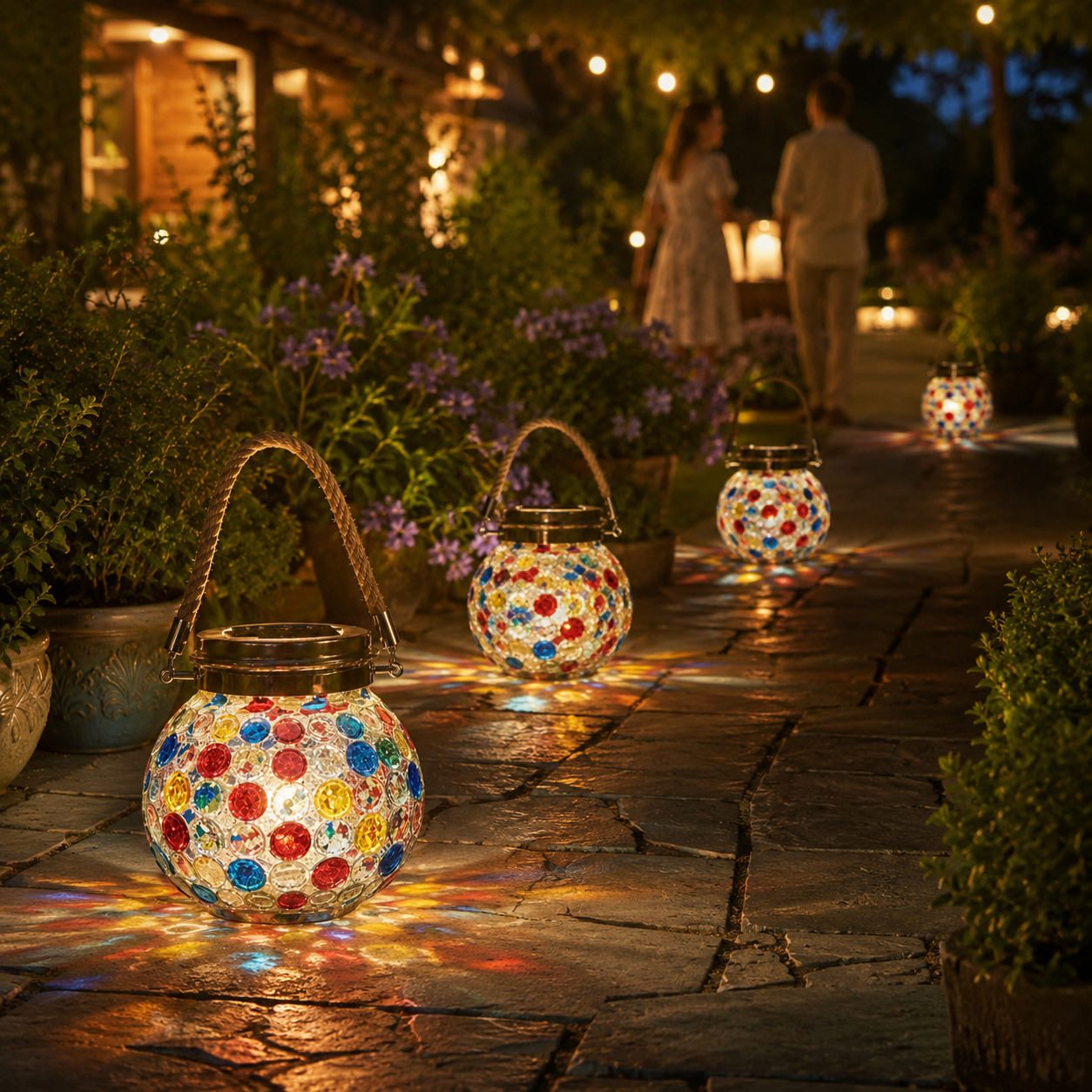 Premium Jewel-Like Solar Glass Lantern – Illuminate Patios & Gardens in Style