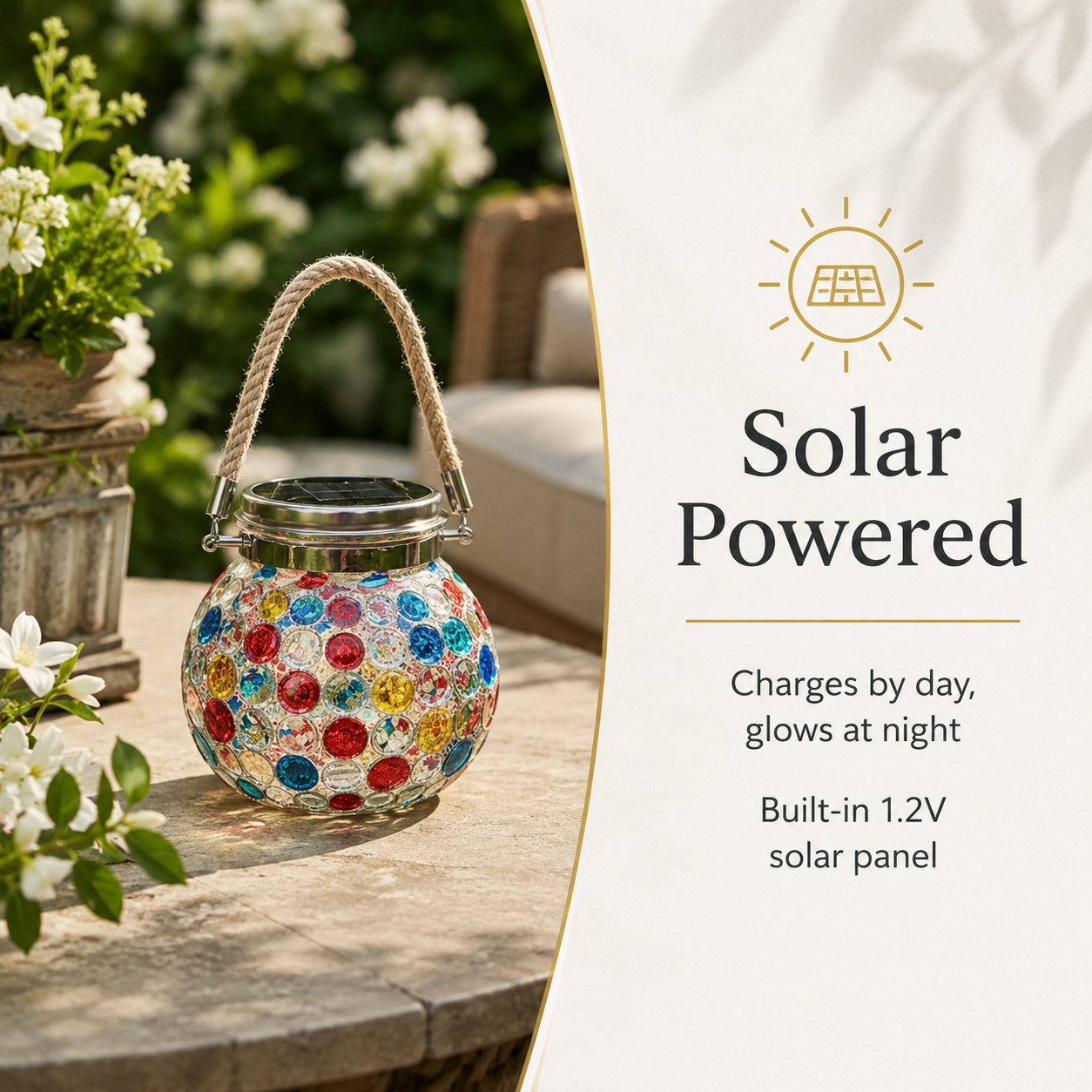 Premium Jewel-Like Solar Glass Lantern – Illuminate Patios & Gardens in Style