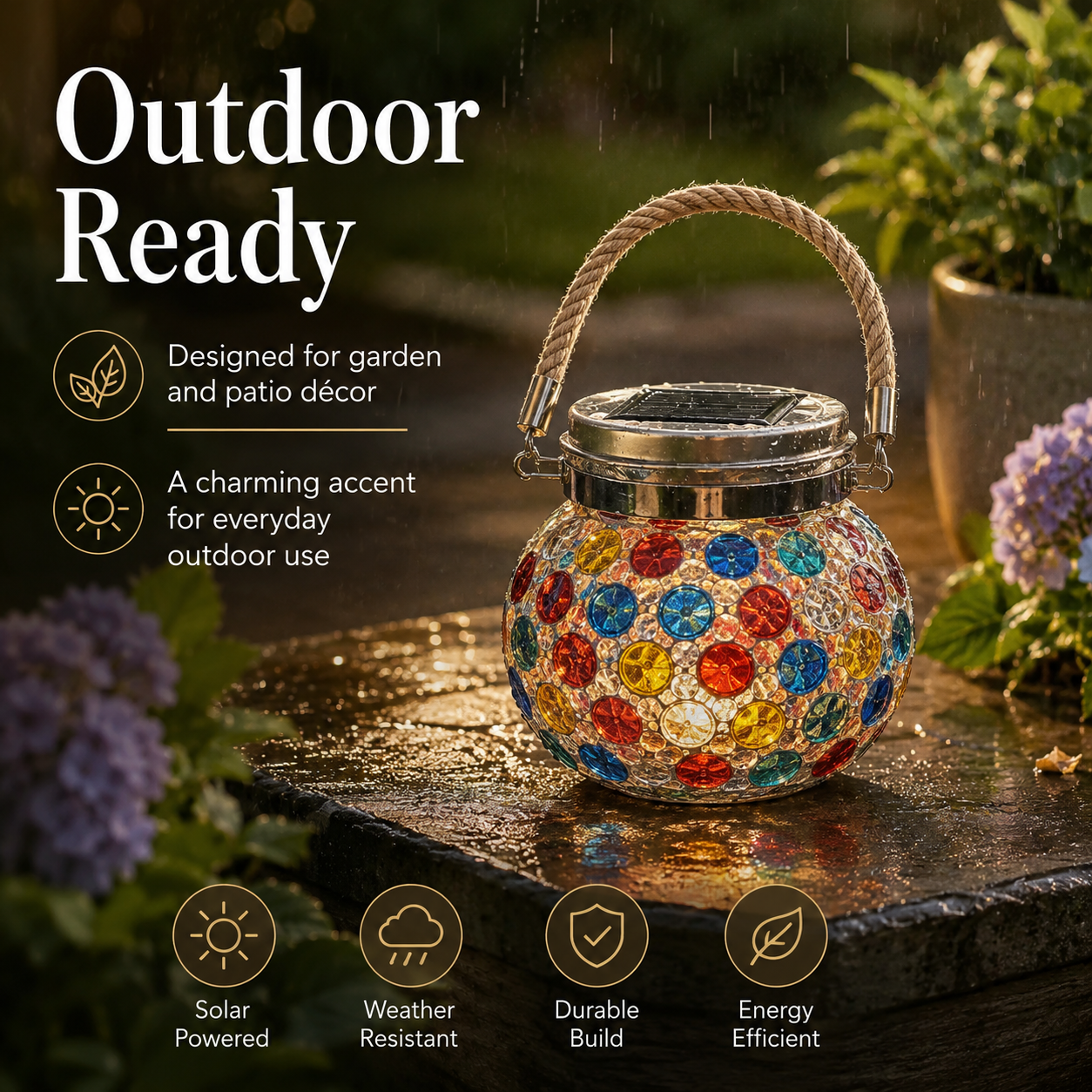 Premium Jewel-Like Solar Glass Lantern – Illuminate Patios & Gardens in Style