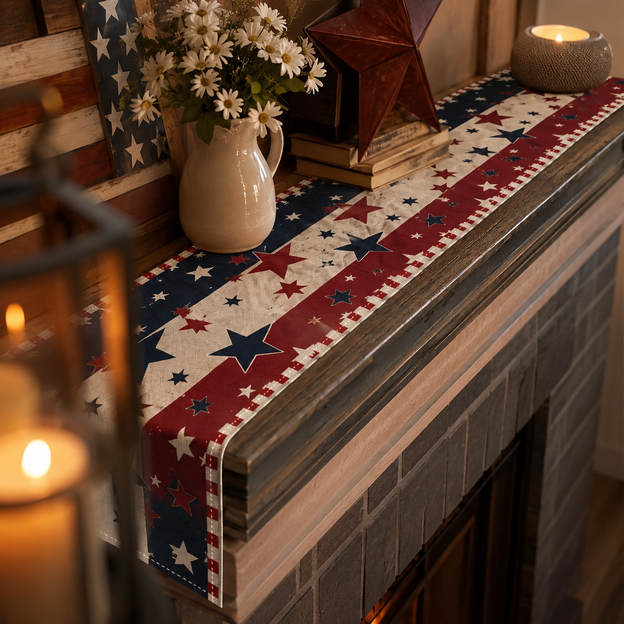 Patriotic Tablecloths And Placemats In Red, White And Blue With a July 4th Theme