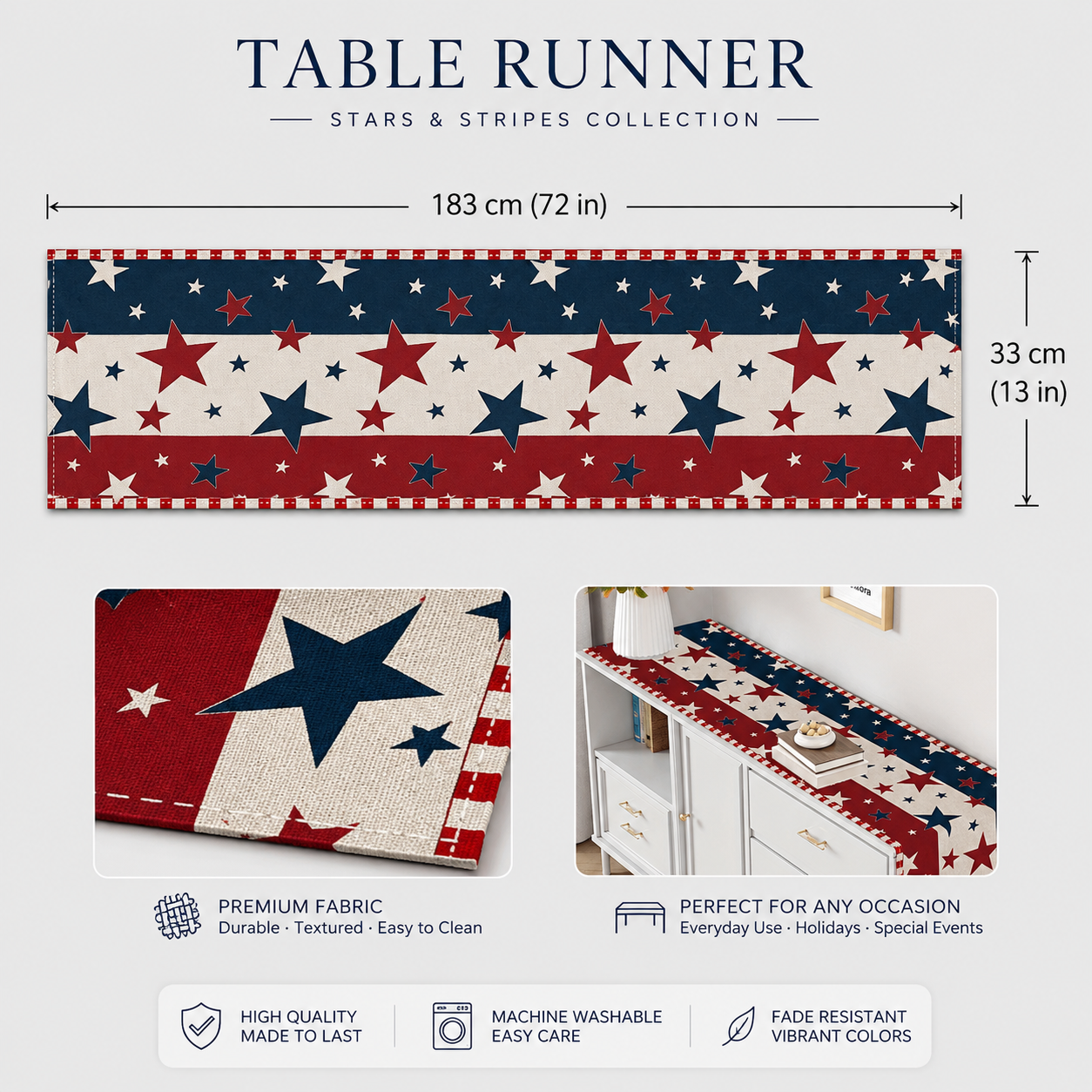 Patriotic Tablecloths And Placemats In Red, White And Blue With a July 4th Theme