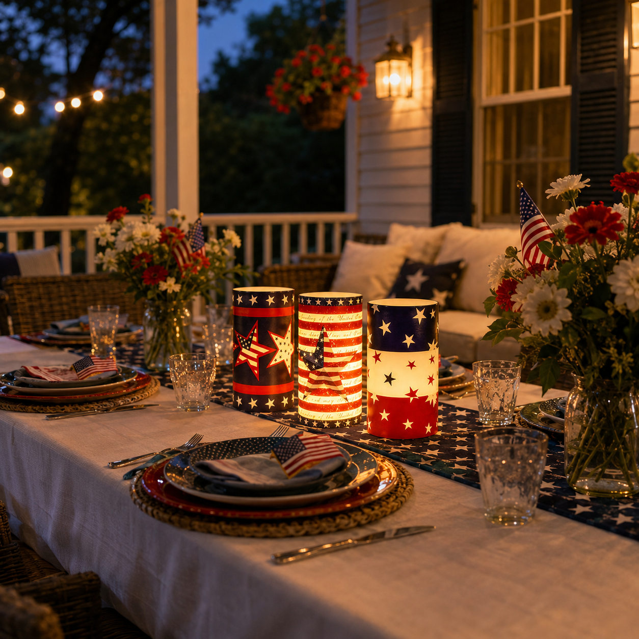 3-pcs Patriotic LED Candle Set with Remote