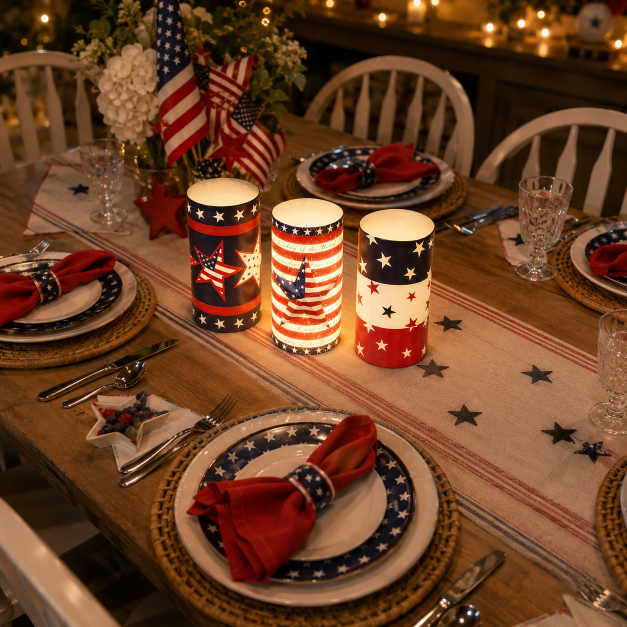 3-pcs Patriotic LED Candle Set with Remote