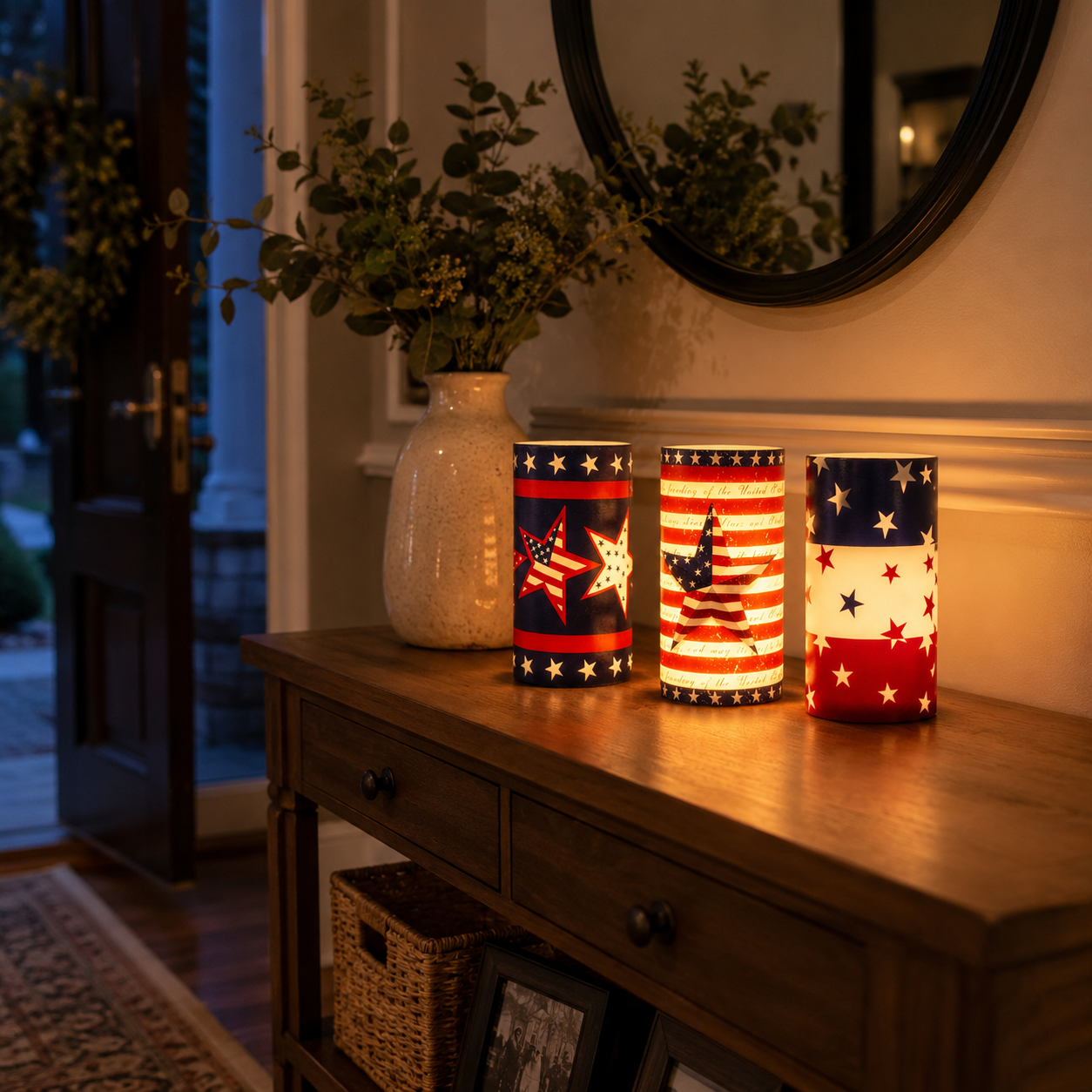3-pcs Patriotic LED Candle Set with Remote