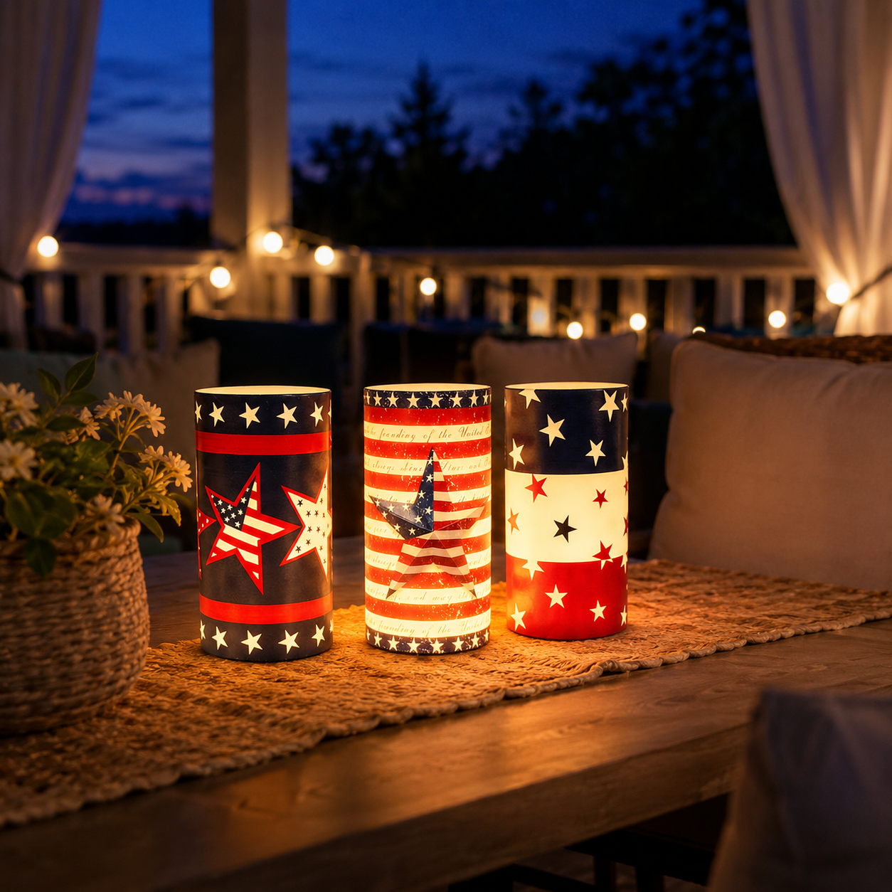 3-pcs Patriotic LED Candle Set with Remote