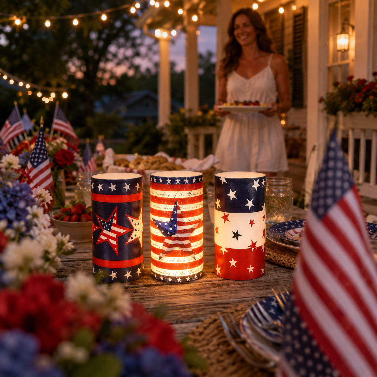 3-pcs Patriotic LED Candle Set with Remote