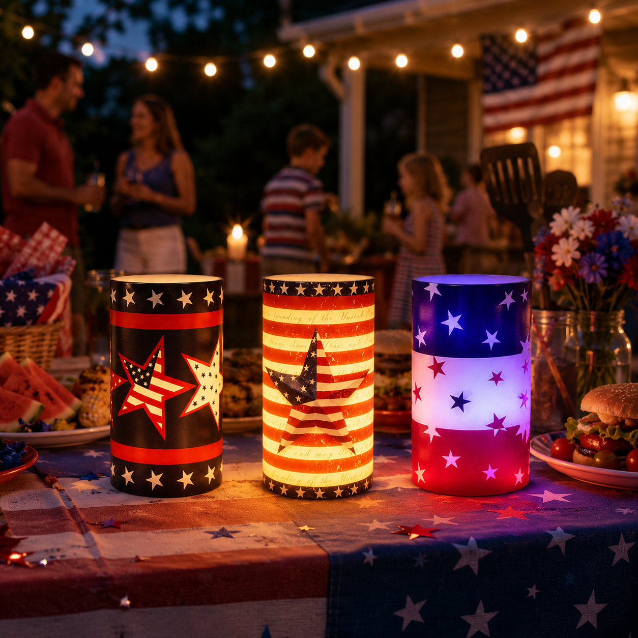 3-pcs Patriotic LED Candle Set with Remote