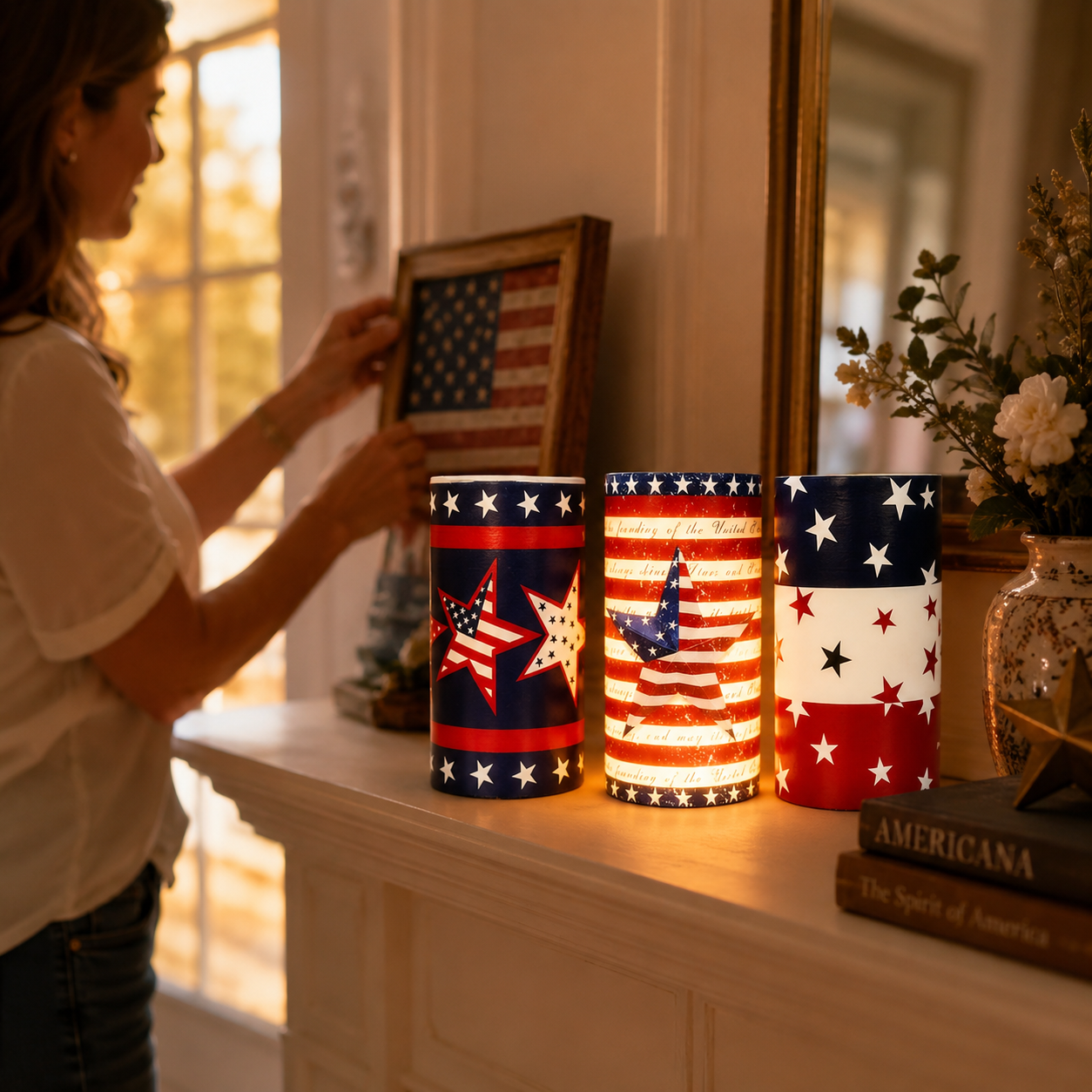 3-pcs Patriotic LED Candle Set with Remote