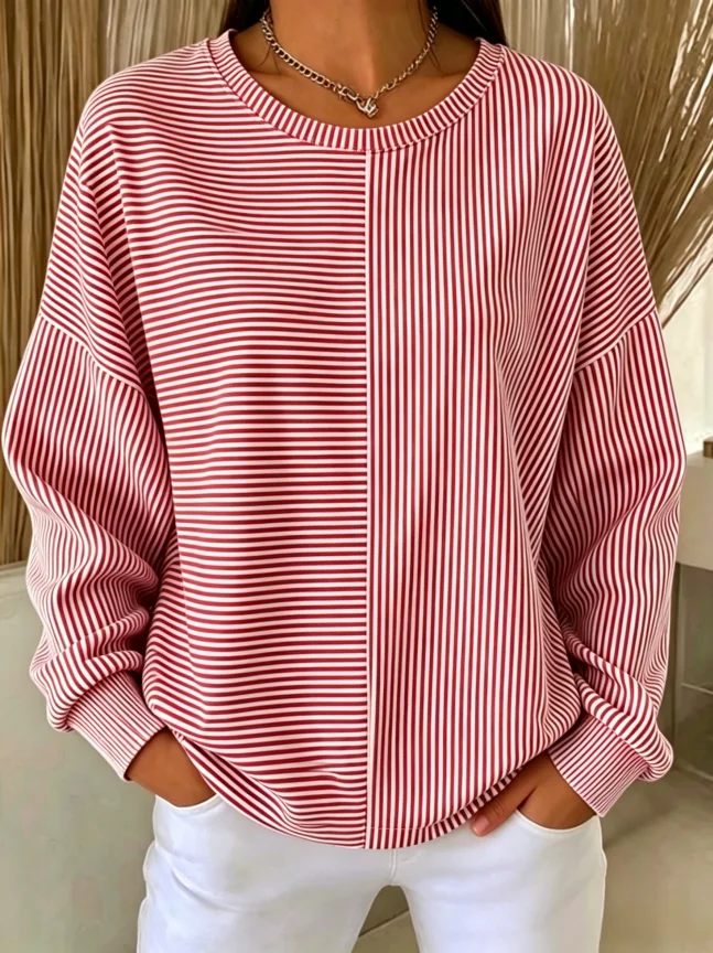 New Arrival 🔥 Women's Casual Loose-Fit Striped Sweatshirt