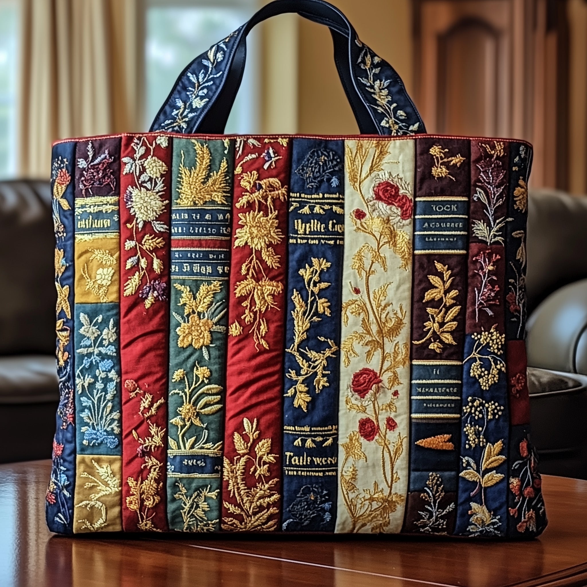 Bookish Quilted Tote Bag