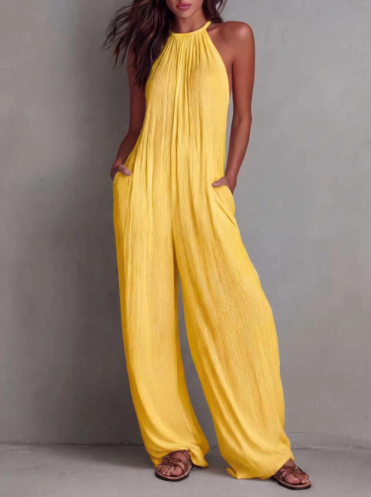 Halter Neck Wide Leg Jumpsuit