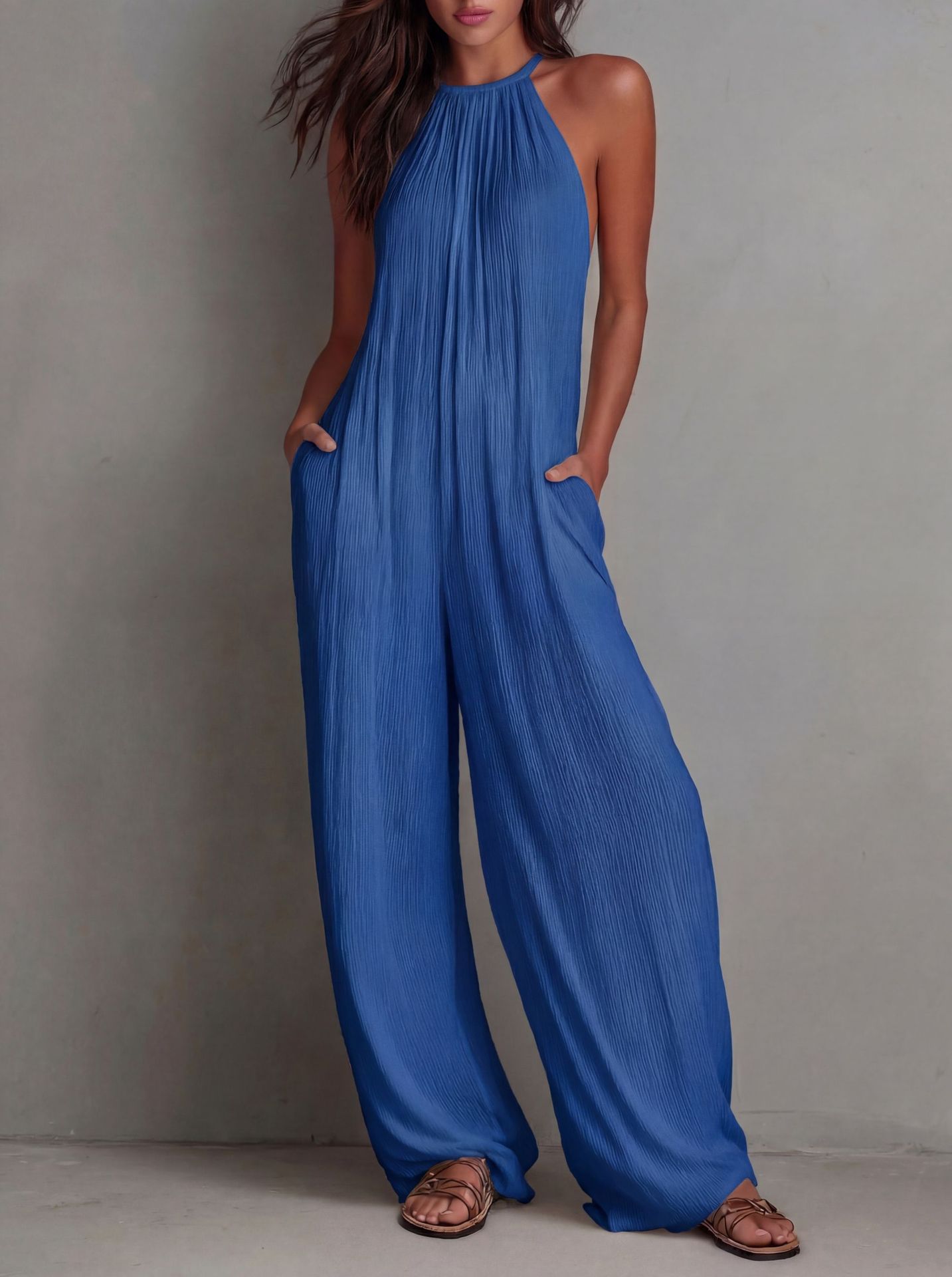 Halter Neck Wide Leg Jumpsuit