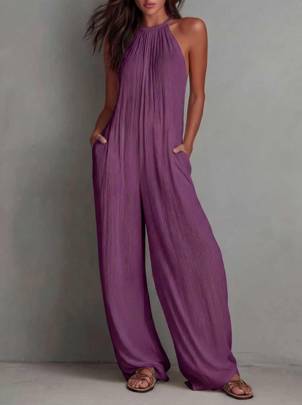 Halter Neck Wide Leg Jumpsuit