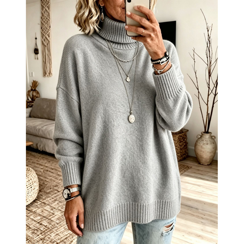 Casual Soft Turtleneck Sweater Top