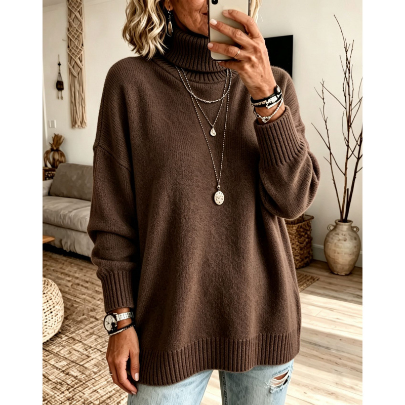 Casual Soft Turtleneck Sweater Top